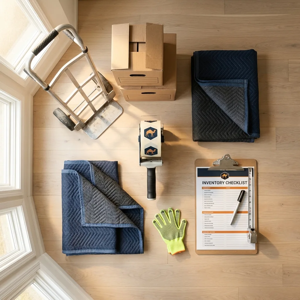Professional moving supplies and packing materials layout for Soda Springs residential relocations